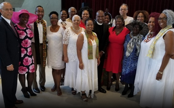 Saint John’s Members with Father Constant at the Inaugural Caribbean Interfaith Service held at Peoples Congregational Church, Washington, DC