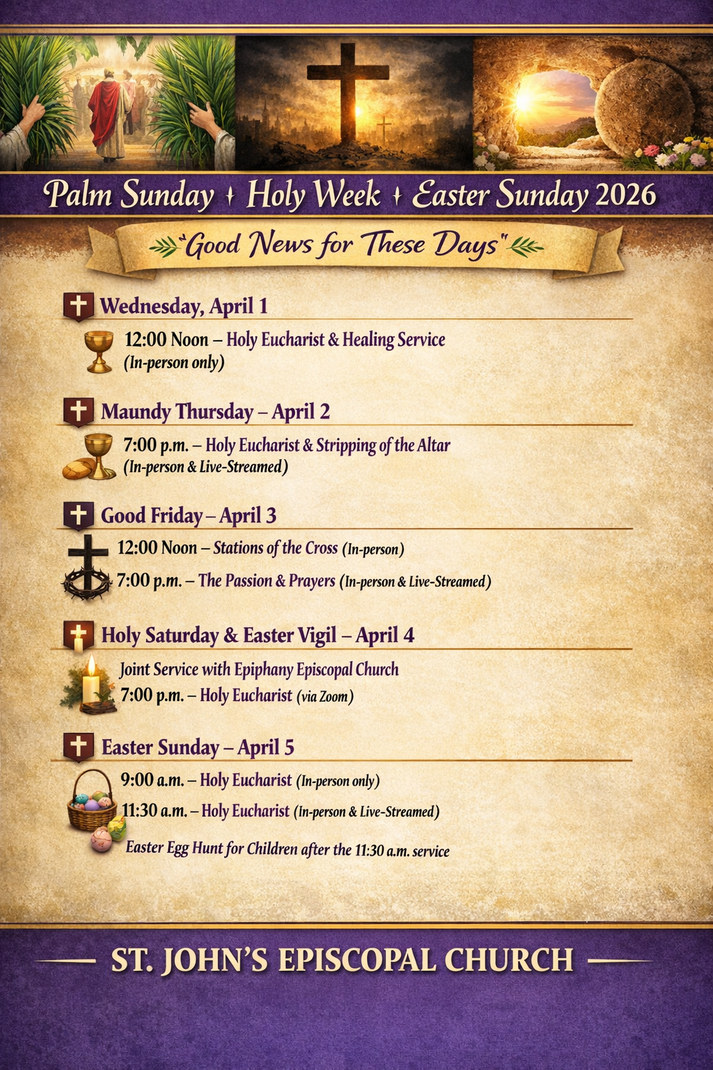 Holy Week Schedule 2026